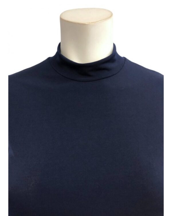 Navy Polo neck plus size miracle shape top close up