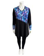 Hayley Joy, Turq Shards, plus size, miracle angle top with cuff detail